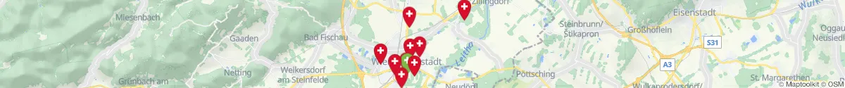 Map view for Pharmacies emergency services nearby Lichtenwörth (Wiener Neustadt (Land), Niederösterreich)